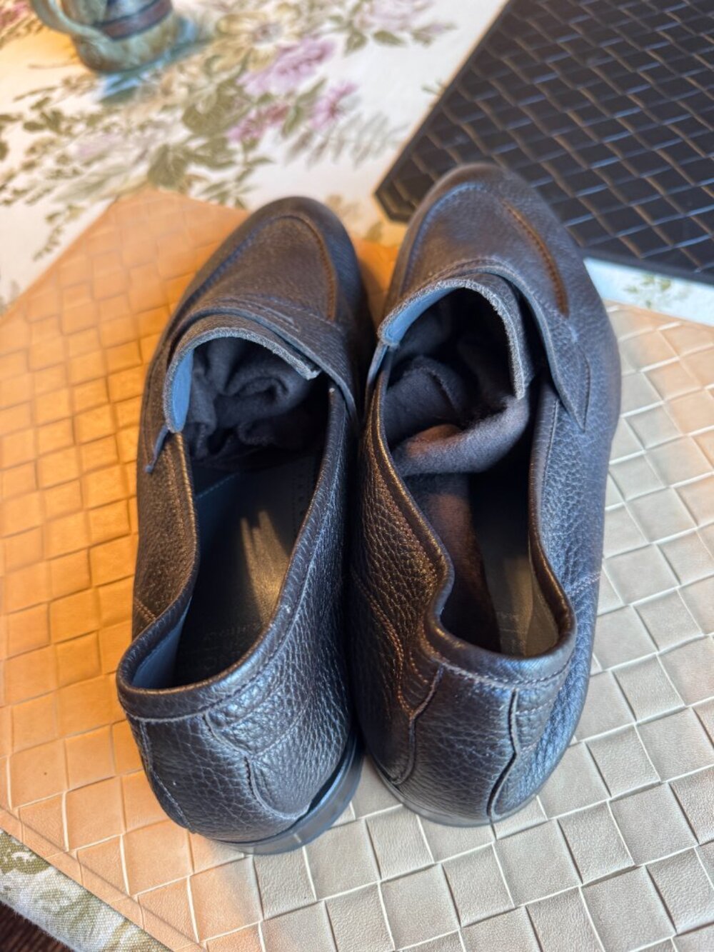 Di Bianco Scarpe Brown Pebbled Leather Loafers Size 11 - Picture 10 of 10